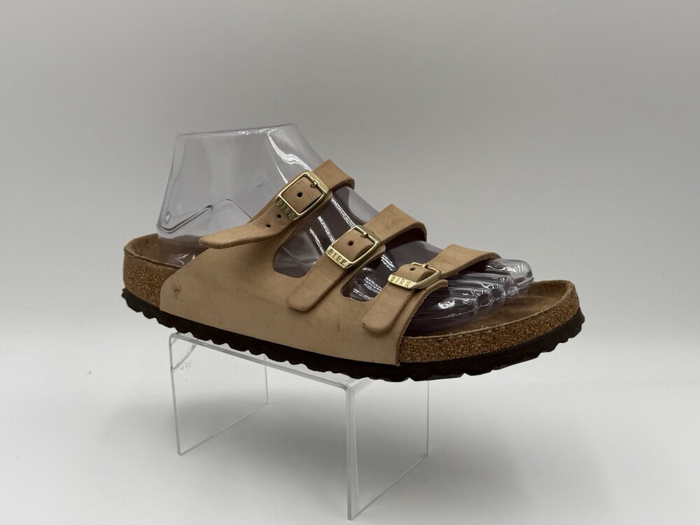 Birkenstock Florida Women’s Sz 8/39 Light Brown Suede Triple Strap Sandals